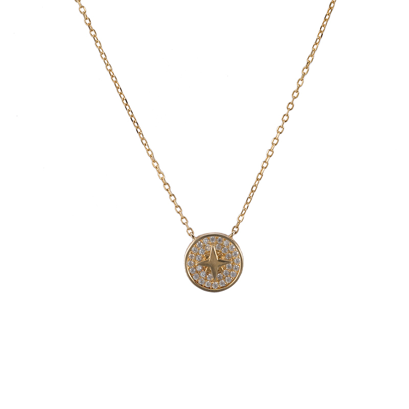 Star Coin Charm Necklace Gold Plated