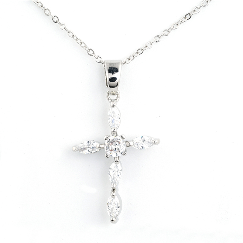 Zirconia Cross Pendant Necklace