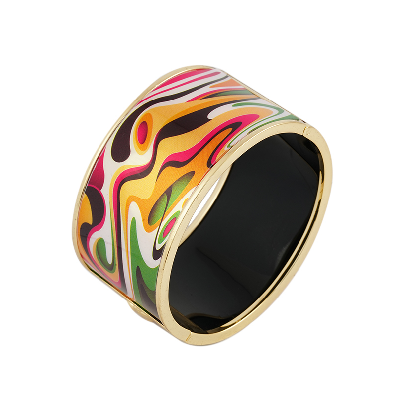 Gold Plated Rim Graffiti Bangle 36mm PET008