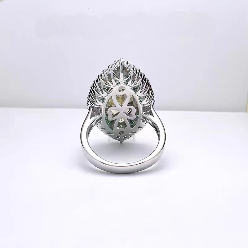 Coloured Diamond Marquise Gemstone Ring RTB072