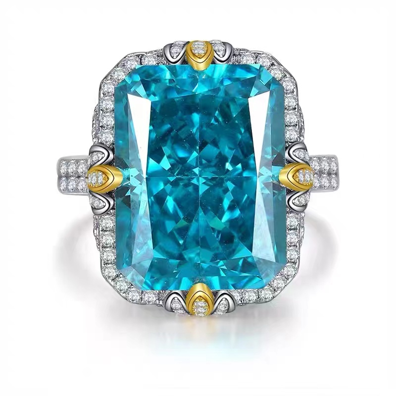 Blue Big Gemstone Crystal Ring RTB094