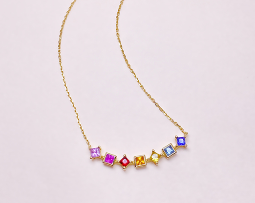 Gold Necklace With Multicolour Pendant NTB053