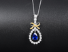Blue Gemstone Pendant Necklace With Full Drill NTB054