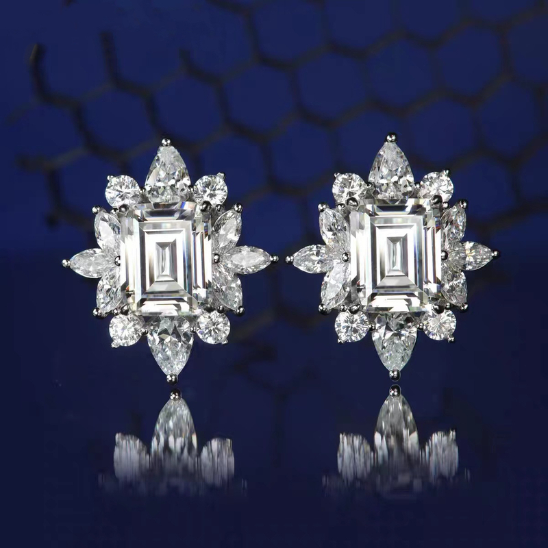 Square Diamond Stud Earrings ETB011