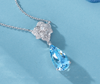 Bling Necklace With Sea Blue Gemstone Pendant NTB066