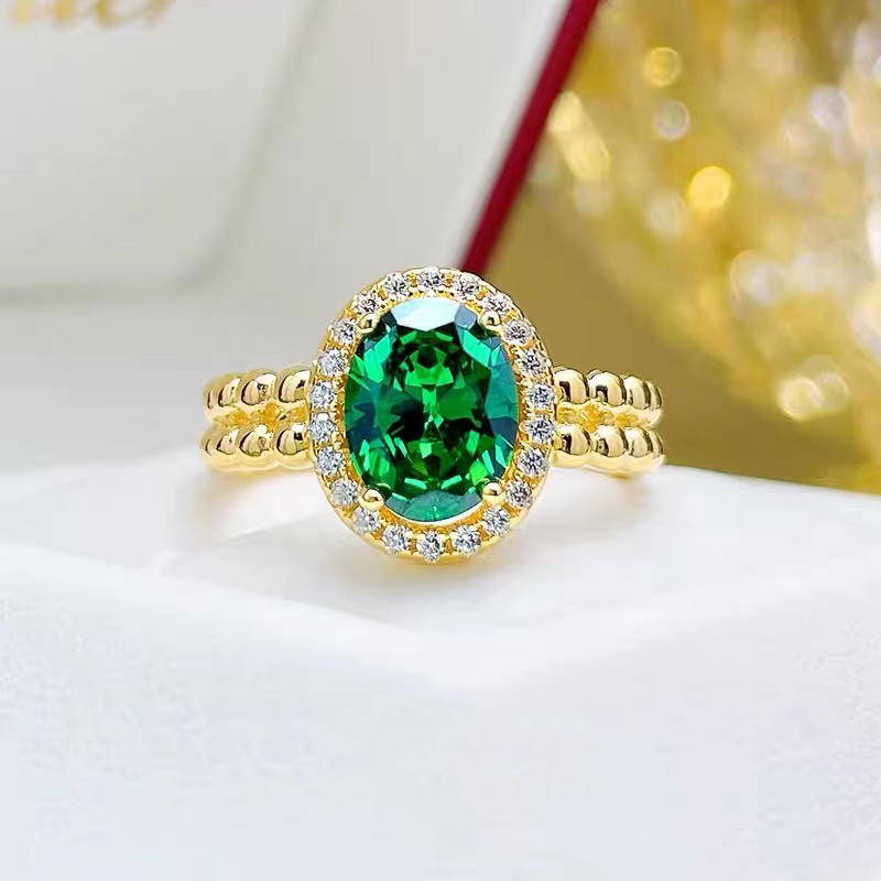 Emerald Gemstone Inset Drill Ring RTB099