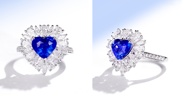 Heart-shaped Blue Gemstone Ring RTB117