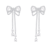 Asymmetric Bowknot Tassel Zircon Drop Earrings ETB064