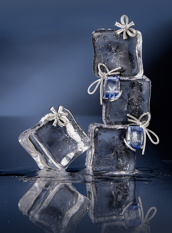 Silk Ribbon Ice Crystal Stud Earrings ETB045