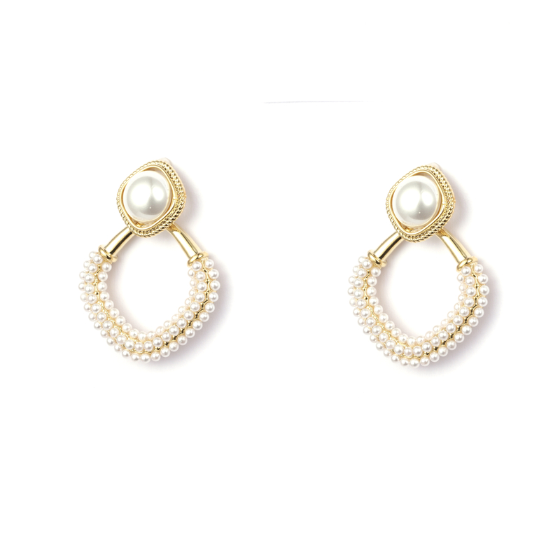 Gold Plated Mixed-size Pearl Earrings