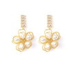Abtractionism Flower Earrings Cz And Pearl Decorated 