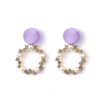 Lavender Purple Cz And Pearl Hoop Earrings 