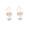 Trendy Style Cz And Pearl Hook Earrings
