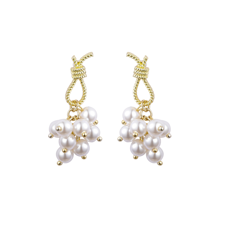 New trendy style fashion earrings natural pearl color 14k gold plated 