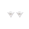 Hot Item Pearl And Zirconia Earrings Rhodium Plated