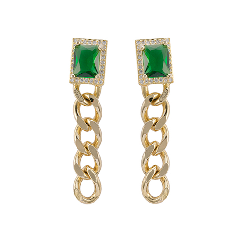  Green Rhinestone Earrings
