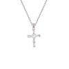 White Cz Cross Charm Necklace