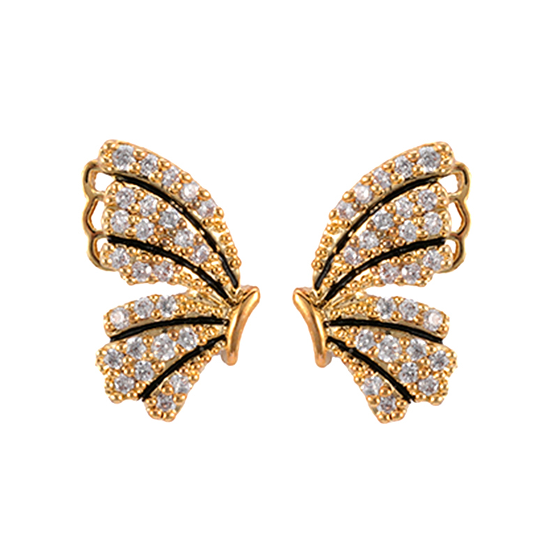 Butterfly Wing Enamel Cubic Zirconia Earrings