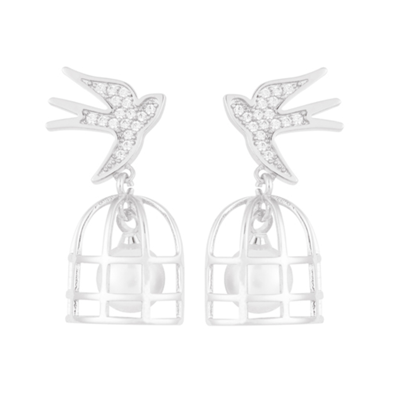 Bird And Cage Cz Earrings $2.11-2.51