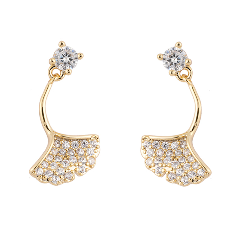In-stock Zirconia Leaf Earings