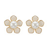 In-stock pearl and enamel flower earring