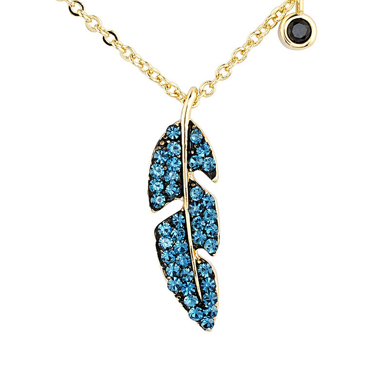  Feather Pendant Necklace Blue Cubic Zircon $2.0-$2.5