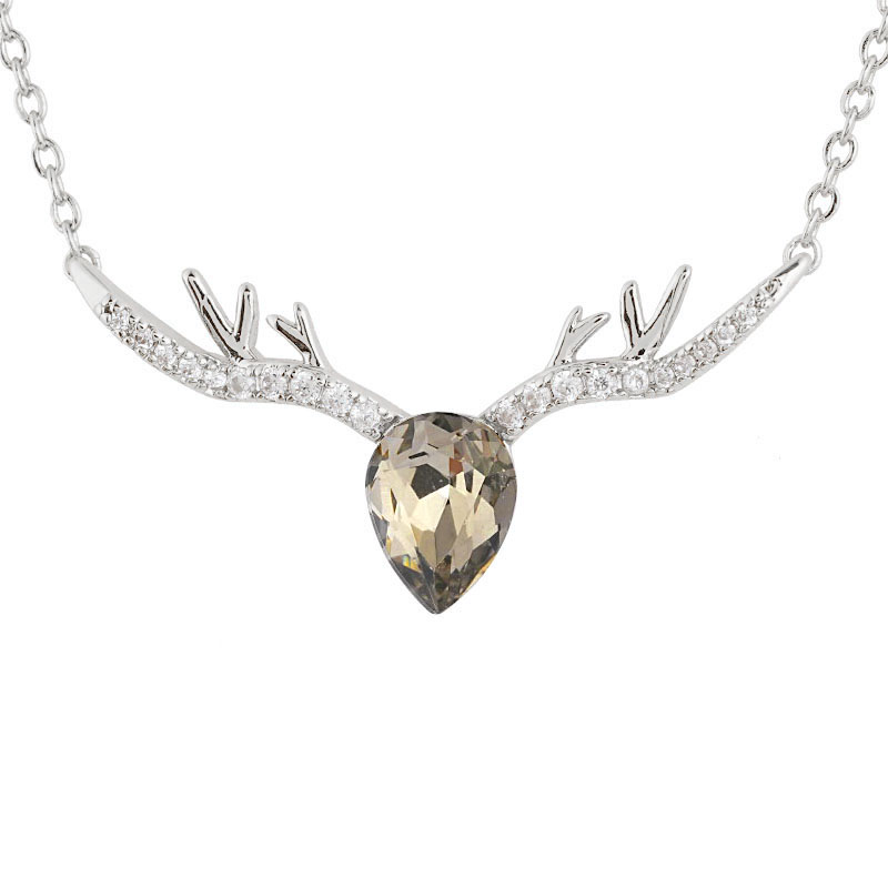 Blue Rhinestone Antler Necklace
