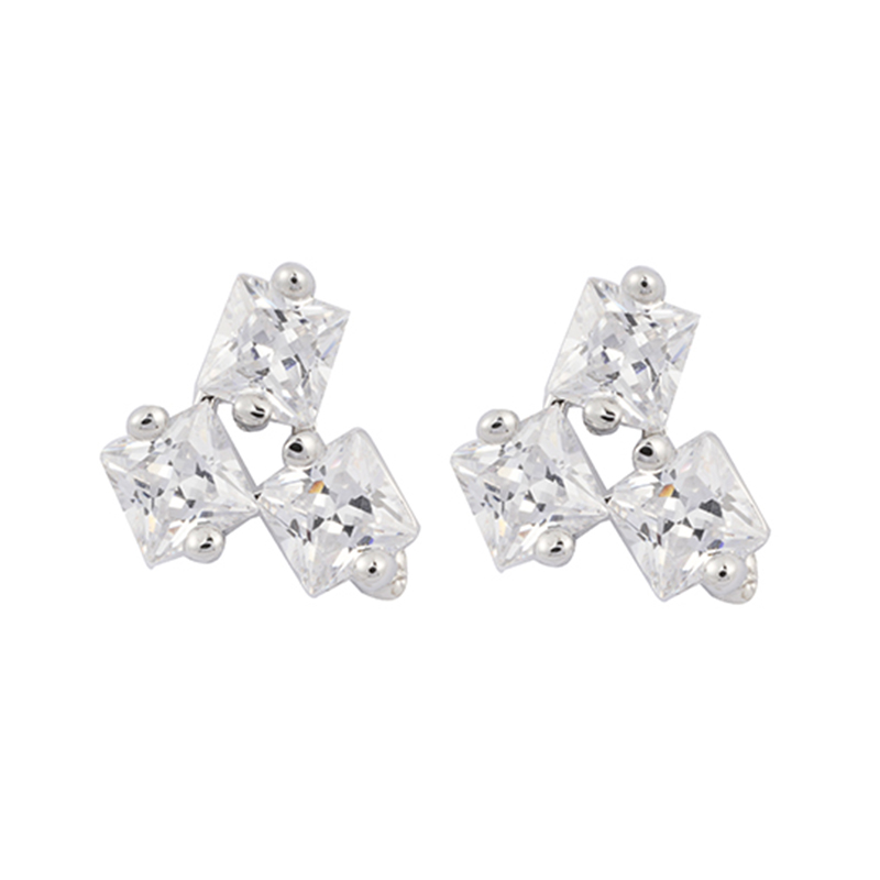 in-stock 3-square cubic zirconia group earring