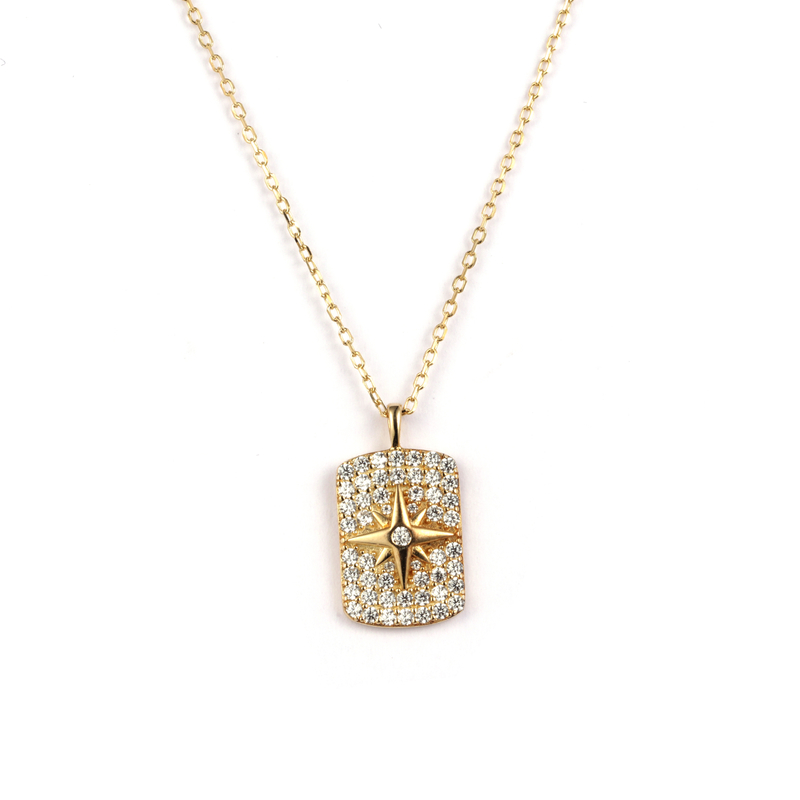 Tag Pendant Necklace Gold Plated