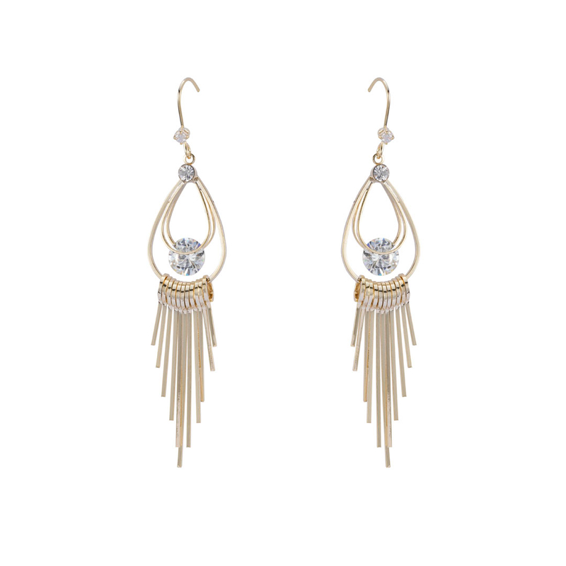 In-stock simple tassel earring with stones $1.0-$1.4