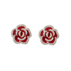 red flower cubic zirconia earrings$2.0~2.5