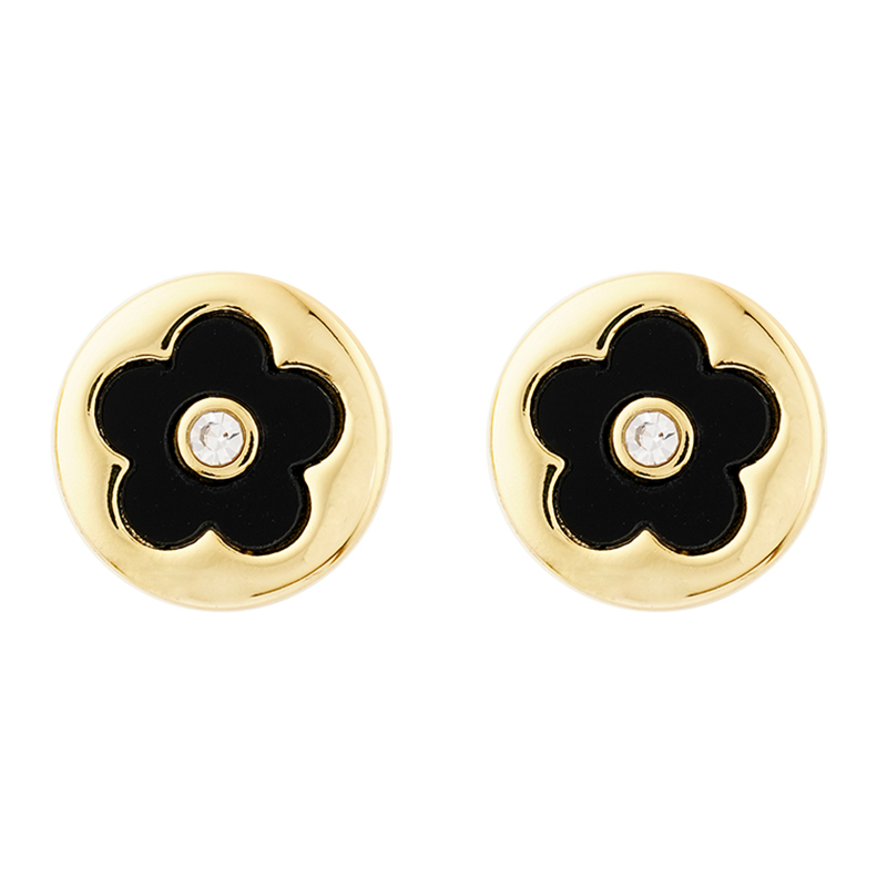 DIY Black Flower studs in stock E0034