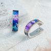 Blue and purple print earring PET017