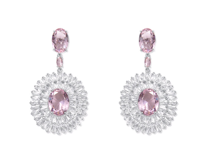 Pink Gemstone Antique Style Drop Earrings ETB060