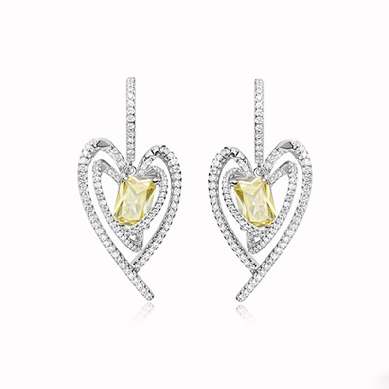 Fashion Love Earrings With Yellow Stone ETB042