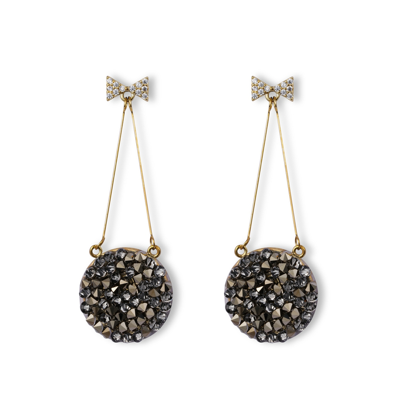 Black Cz Decorated Fashion Earrings 
