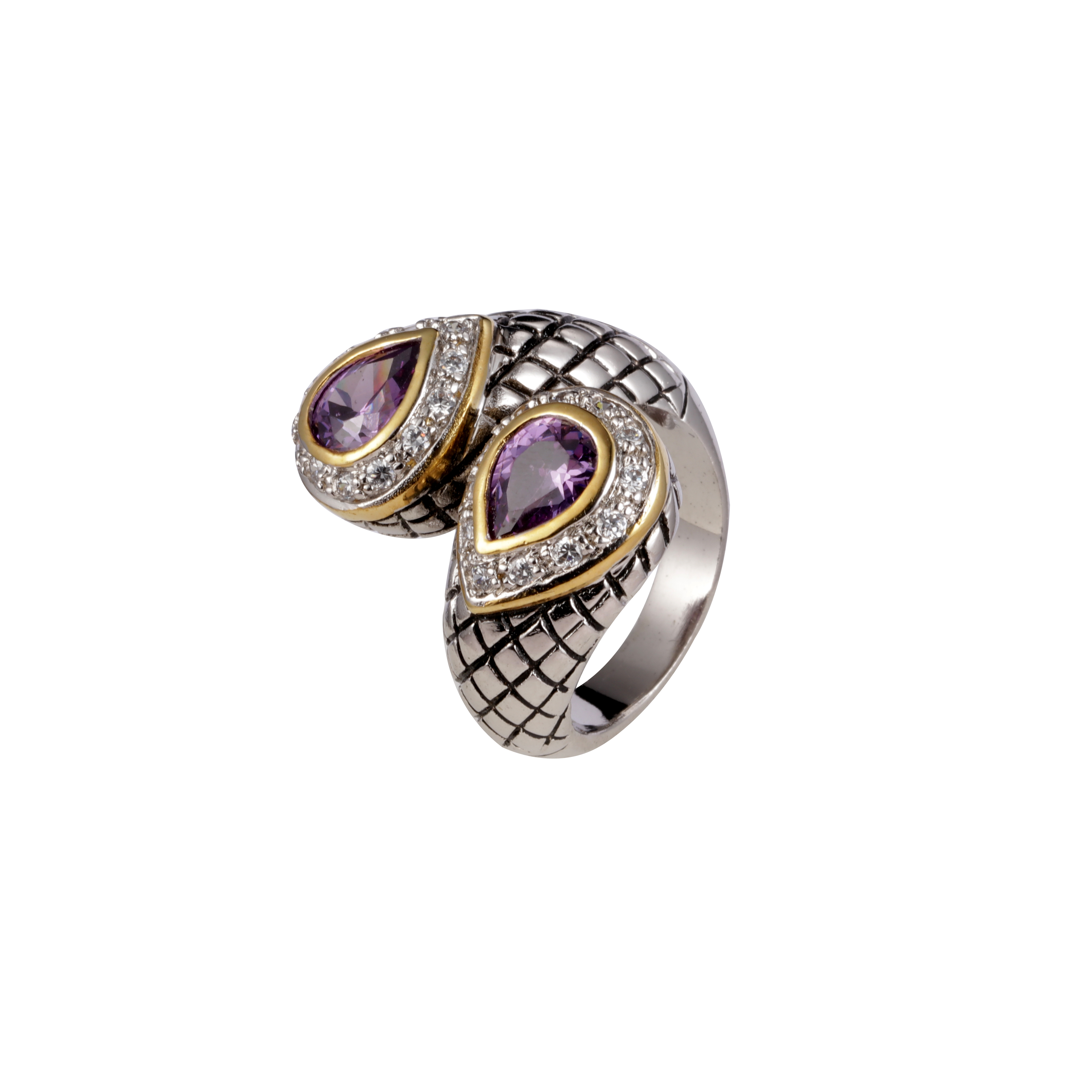 Purple Rhinestone Cubic Zircon Ring