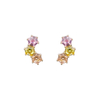Colorful Honeycomb Shaped Earrings Cz Decorated Gold Plated