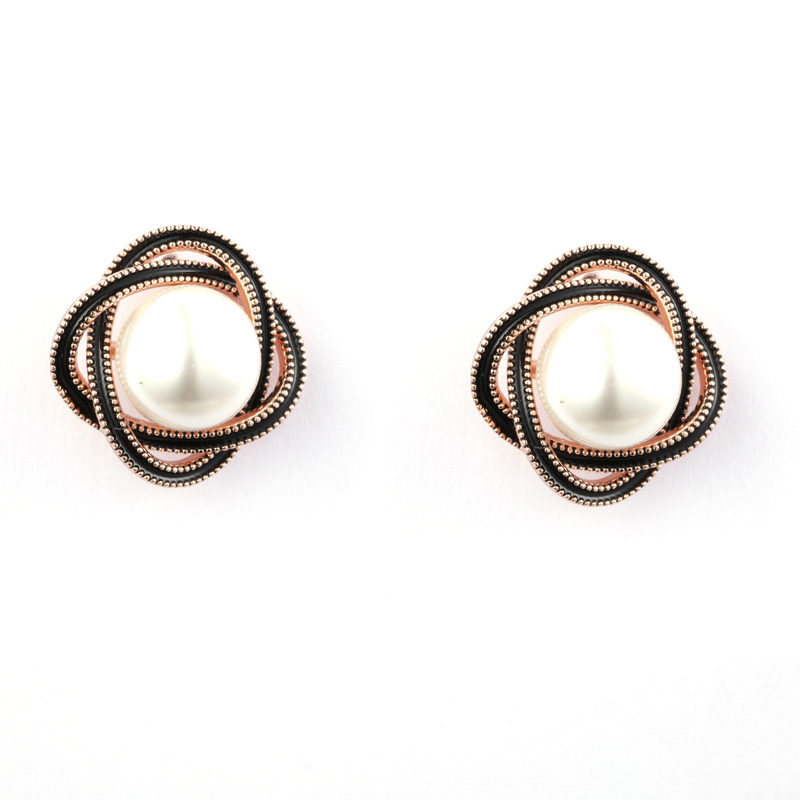 High Quality Rose Gold Plated Pearl Earrings 
