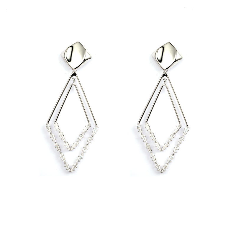 Rhodium Plated White Cz Earrings