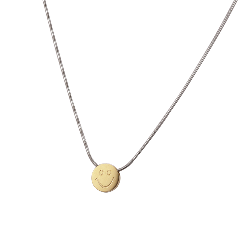 Smile Face Necklace with Gold Plated Pendant