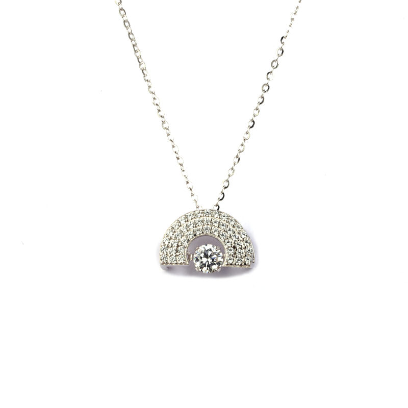 Cubic Zircon Rainbow Pendant Necklace