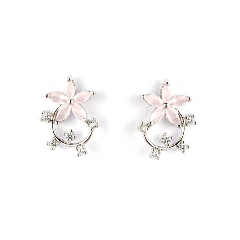 Lotus Flower And CZ Earrings