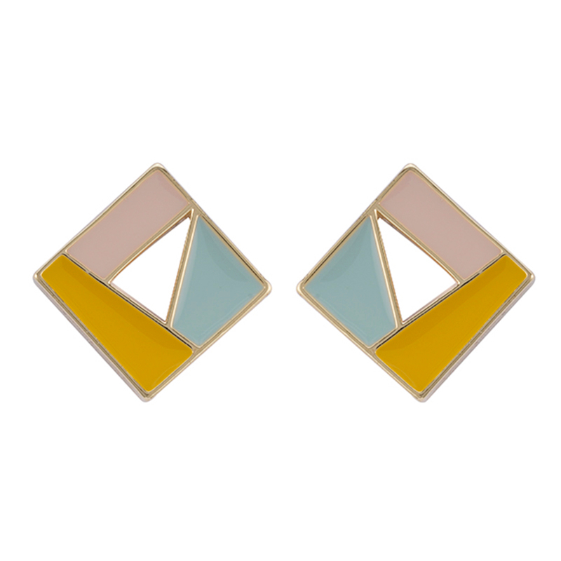 Square Earrings Studs Enamel Painted$1.2~1.7