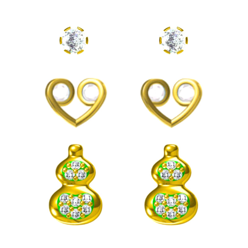 Multi-piece Set Gourd Zircon Earrings$1.85~2.3