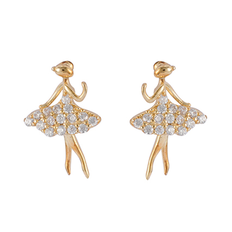 Elegant Girl Stud Earrings Cz Decor