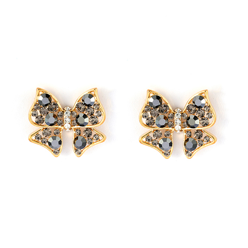 Butterfly Earrings Colored Stone Decor