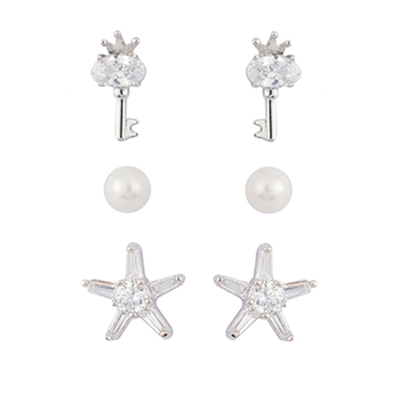 In-stock 3-pair Suits Cz Earrings$2.07~2.5