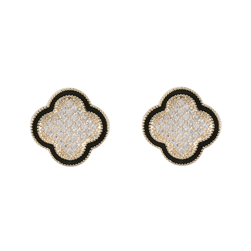 Basic Stud Earrings Enamel Matches Zirconia