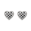 Checkerboard Heart Stud Earrings
